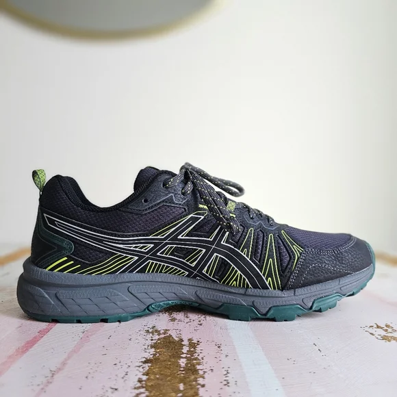 NWOT ASICS Men's Gel-Venture 7 MX Trail Running Black Green Shoes Size 11.5